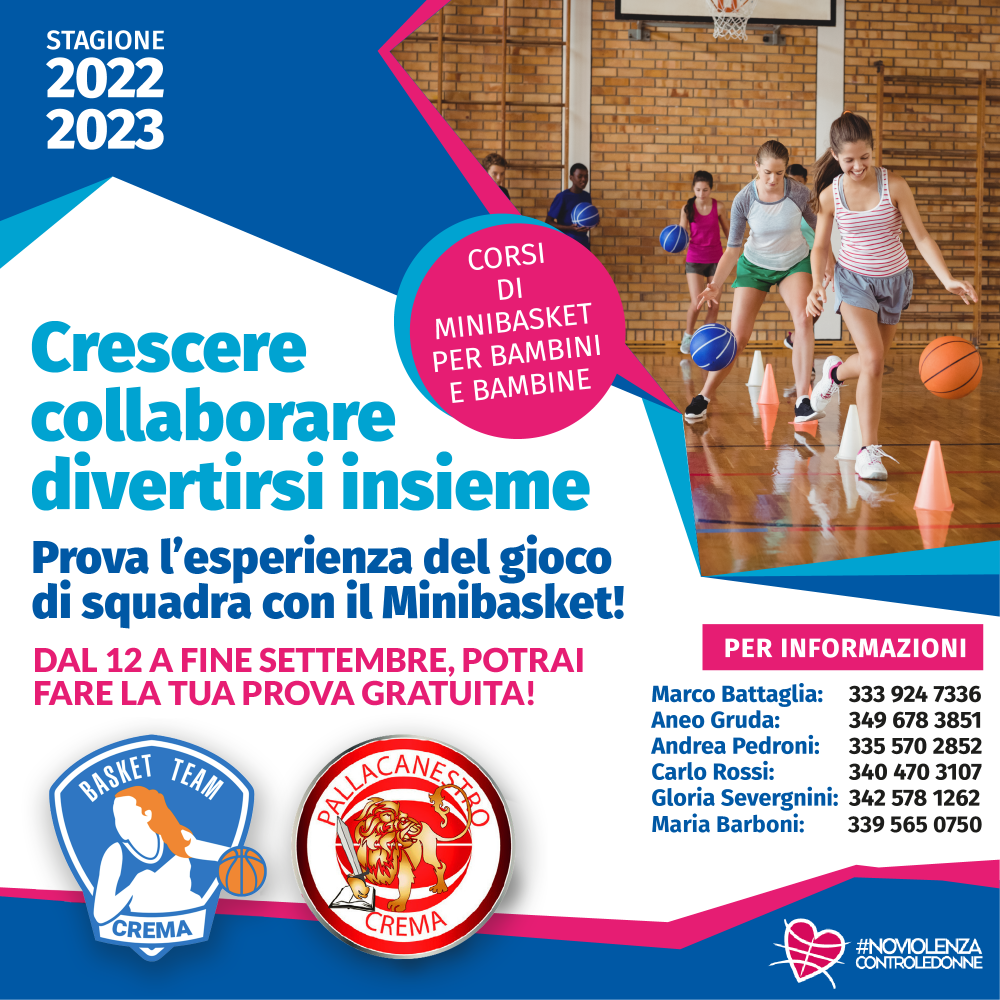 Locandina promozionale minibasket, in partenza dal 12 settembre 2022.